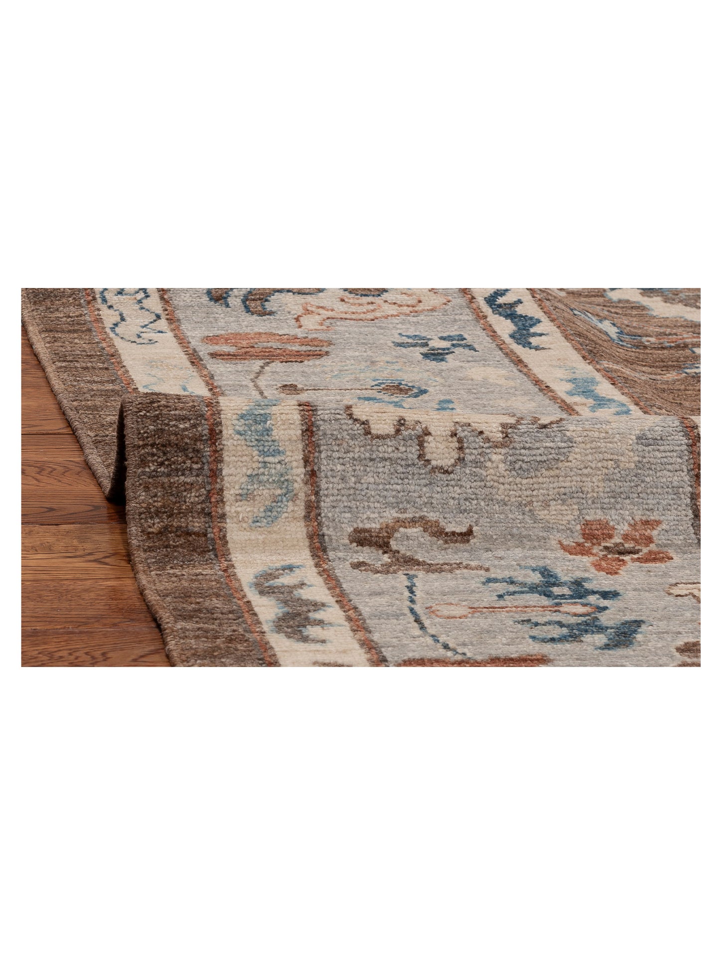 Oushak Brown Light Blue 8.4x10 Hand Knotted Rug
