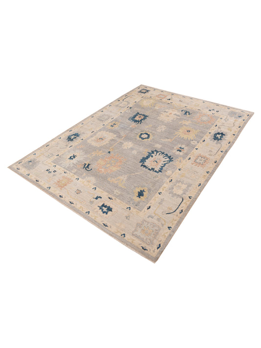 Oushak Gray Beige 9.1x12 Hand Knotted Rug