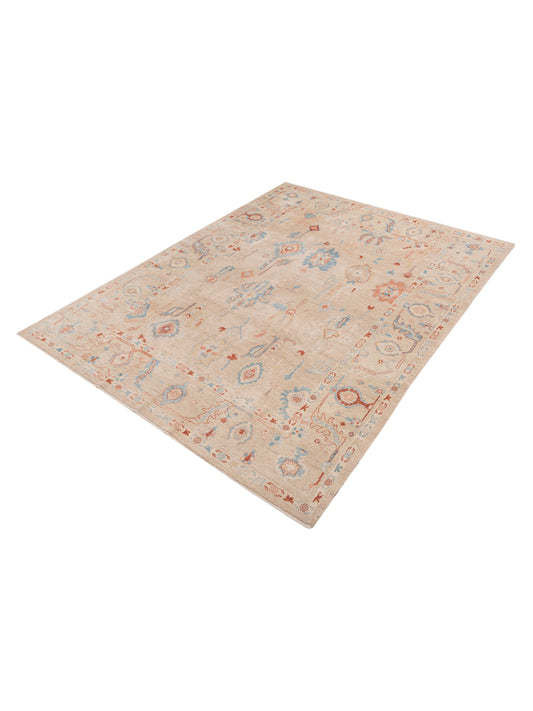 Oushak Brown Brown 9.3x11.11 Hand Knotted Rug