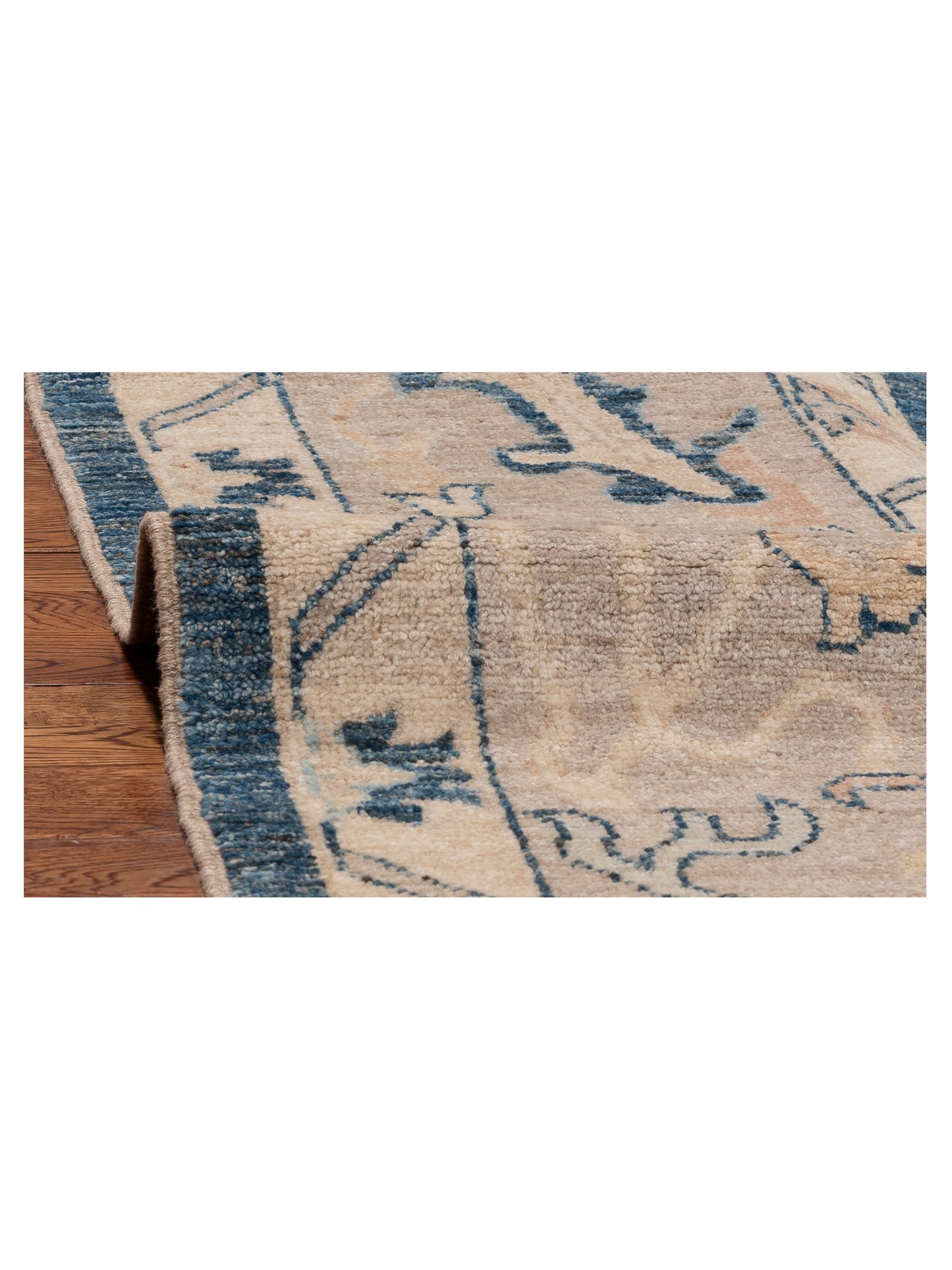 Oushak Blue Brown 9.11x13.9 Hand Knotted Rug