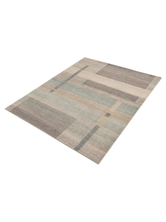 Toneva Taupe Green 7.11x10 Hand Knotted Rug