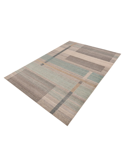 Toneva Taupe Green 9.10x14 Hand Knotted Rug