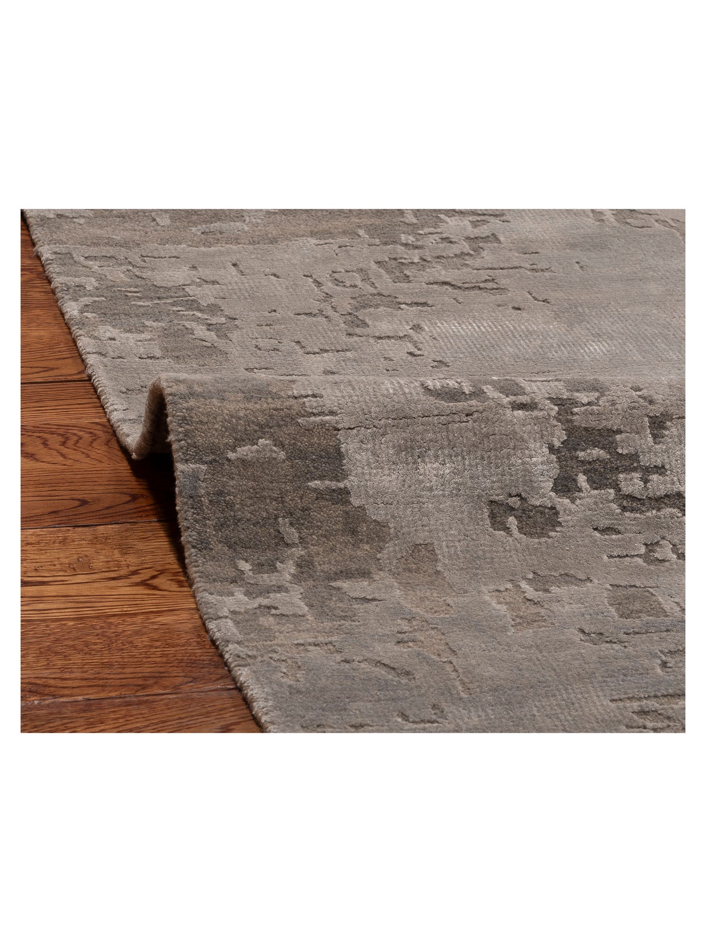 Tenzari Gray Gray 9.11x13.11 Hand Knotted Rug