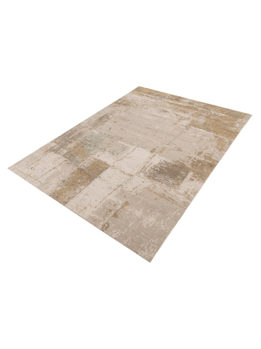 Tenzari Beige Gold 9x12 Hand Knotted Rug