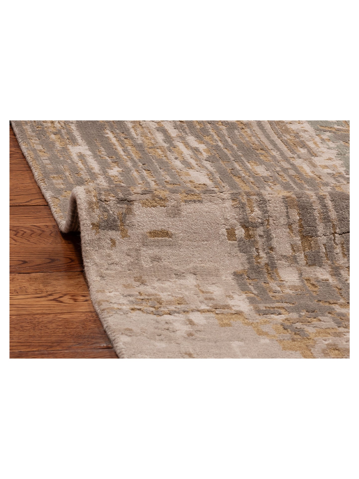 Tenzari Beige Gold 9x12 Hand Knotted Rug