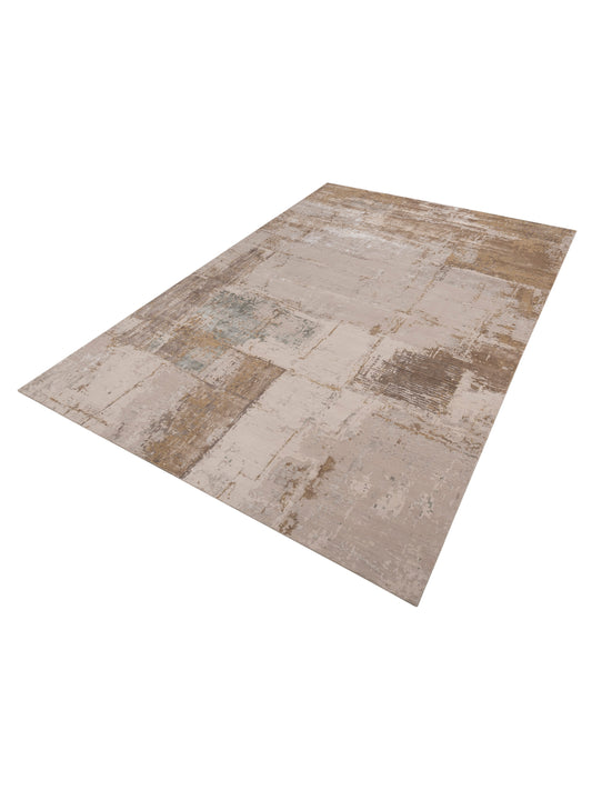 Tenzari Beige Gold 9.11x13.11 Hand Knotted Rug