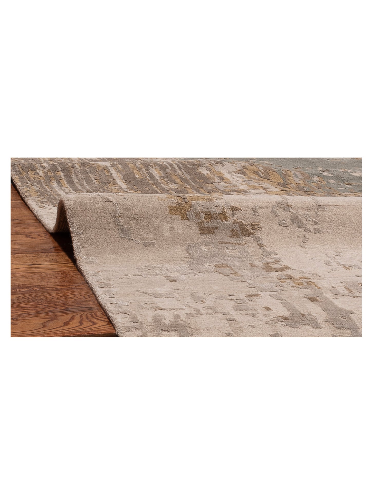 Tenzari Beige Gold 9.11x13.11 Hand Knotted Rug