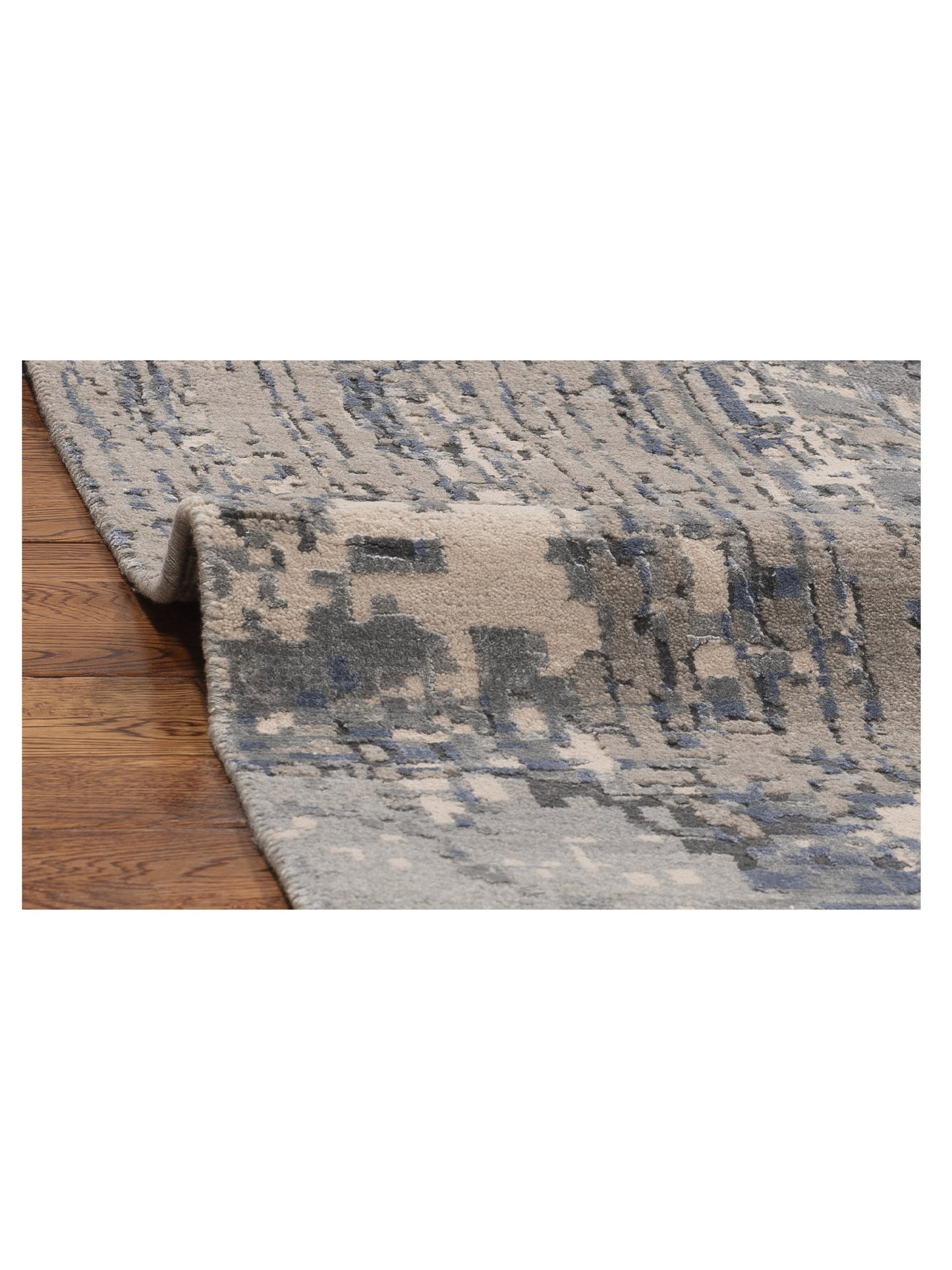 Tenzari Ivory Gray 9.3x12.1 Hand Knotted Rug