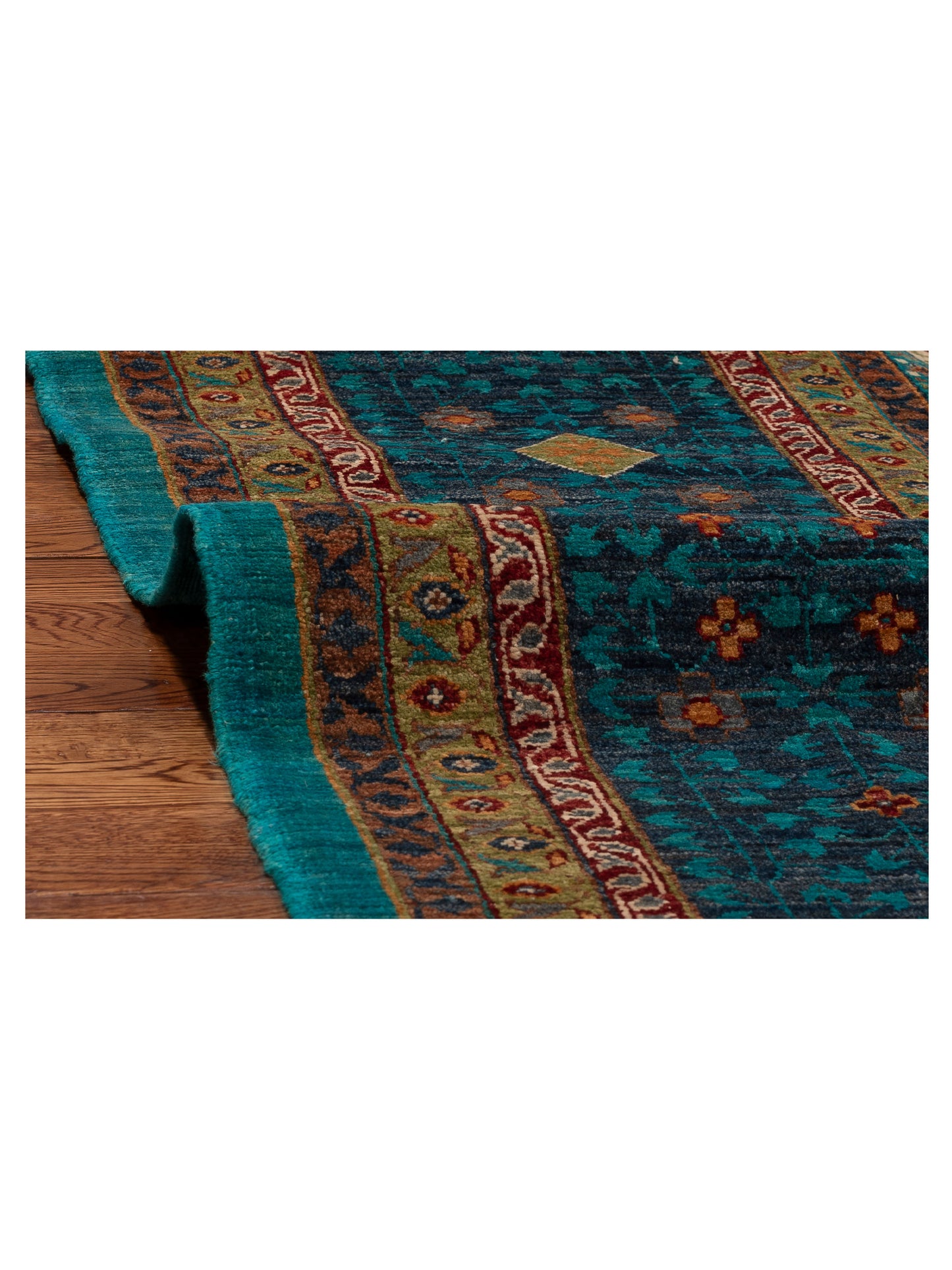 Mamluk Lux Turquoise Charcoal 9.2x12.2 Hand Knotted Rug