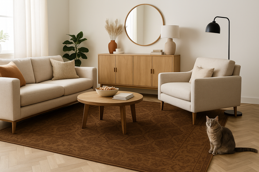 Brown Area Rug in Contemporary Living Room