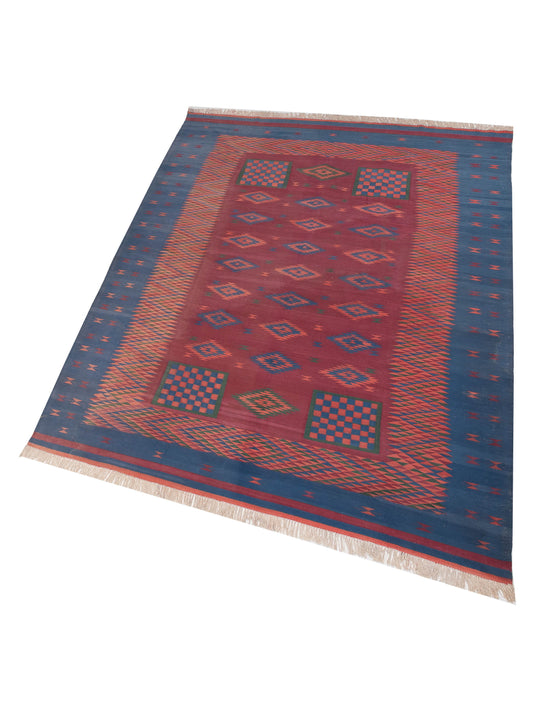 Kilvana Pink Blue 9.3x12.7 Hand Woven Rug