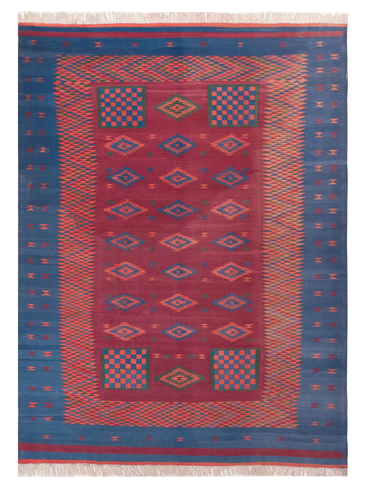 Pasha Transilvanian Kilim  Pink Blue Traditional