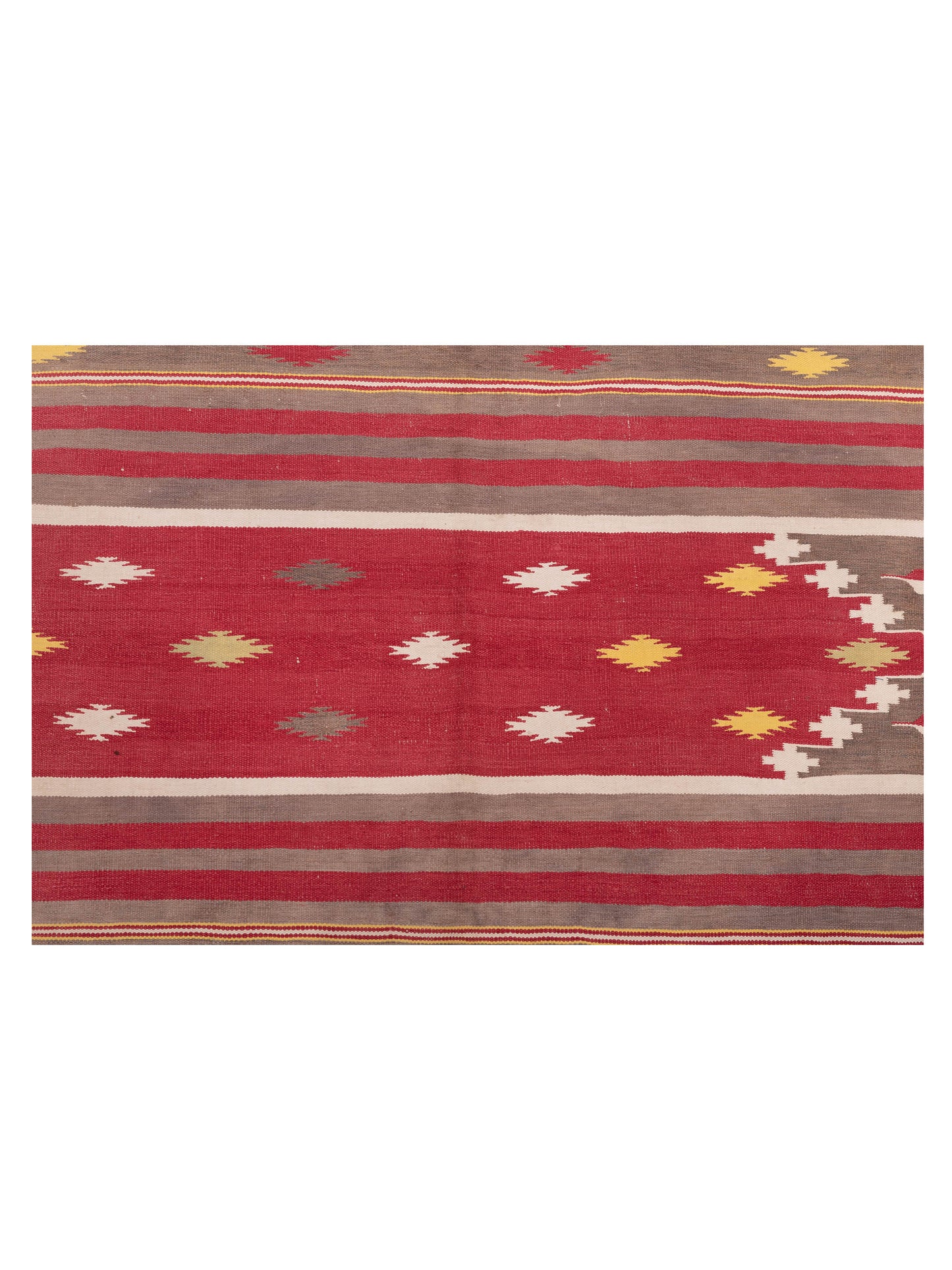 Dhurrie Red Brown 4.2x6.1 Hand Woven Rug