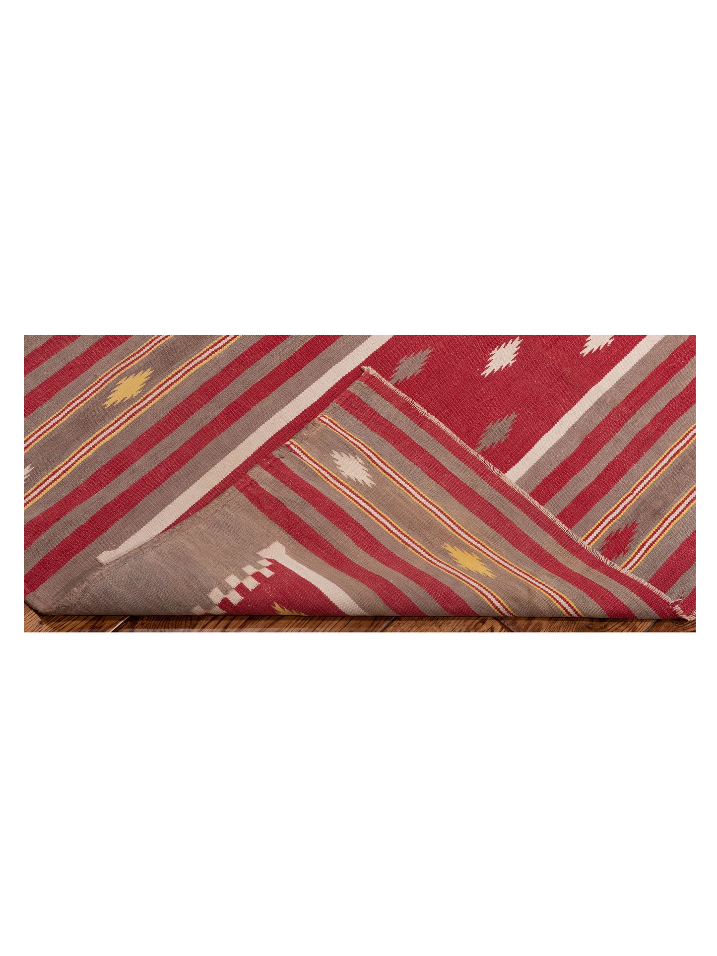 Dhurrie Red Brown 4.2x6.1 Hand Woven Rug