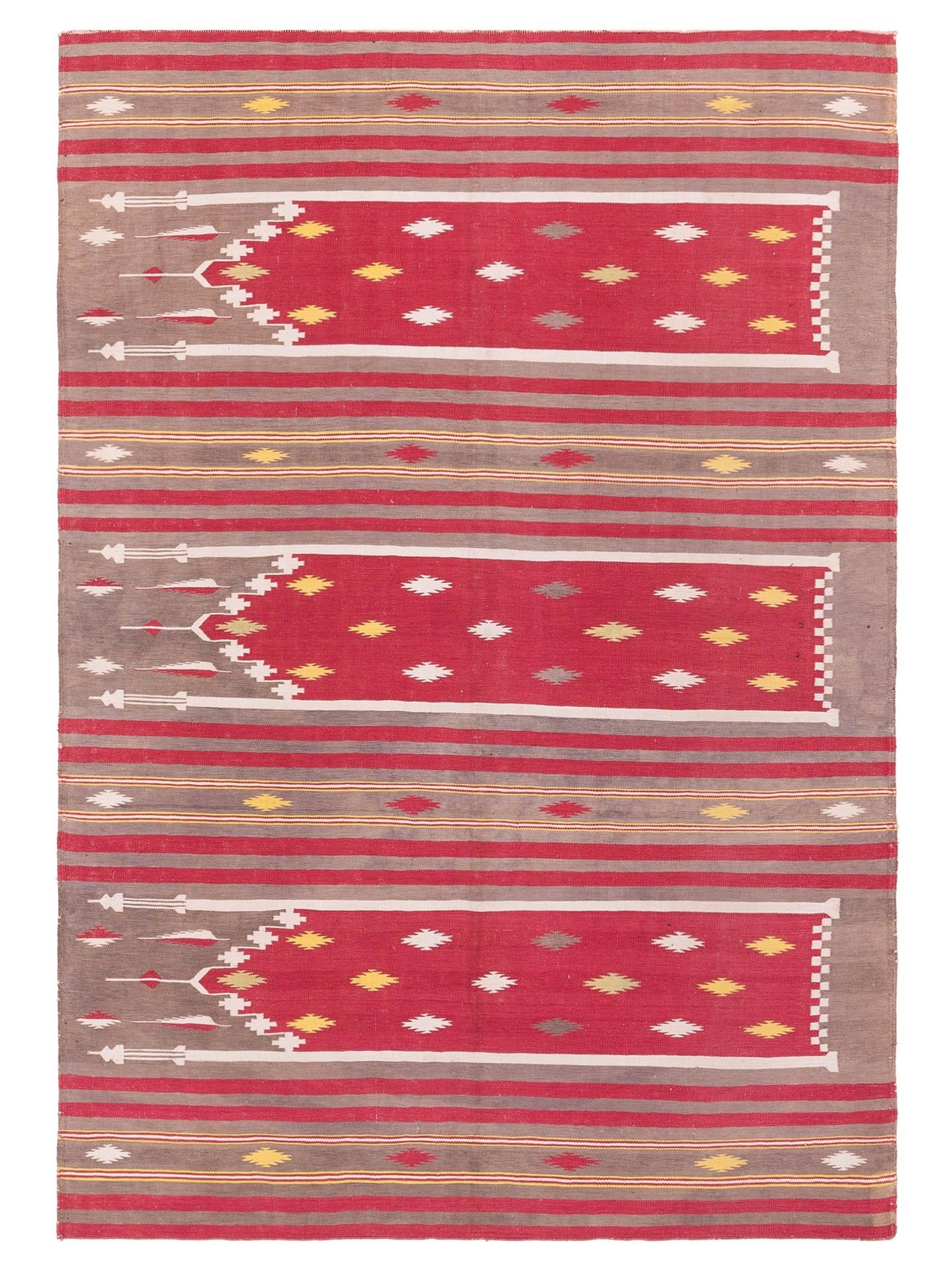 Nomad Old Afghan Dhurrie  Red Brown  Traditional