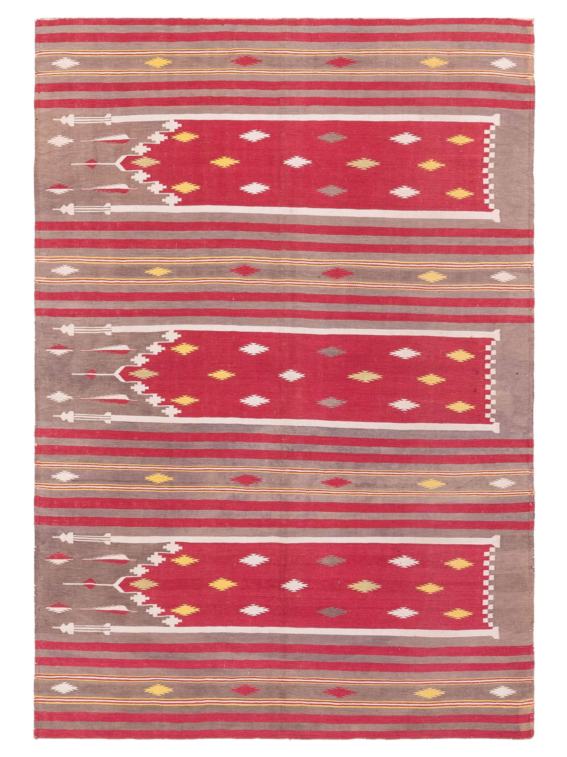 Nomad Old Afghan Dhurrie  Red Brown  Traditional