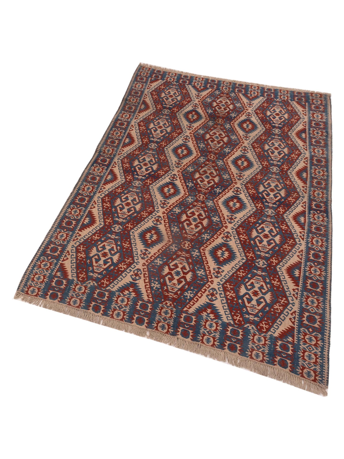 Kilim Blue Red 5.3x7.11 Hand Woven Rug