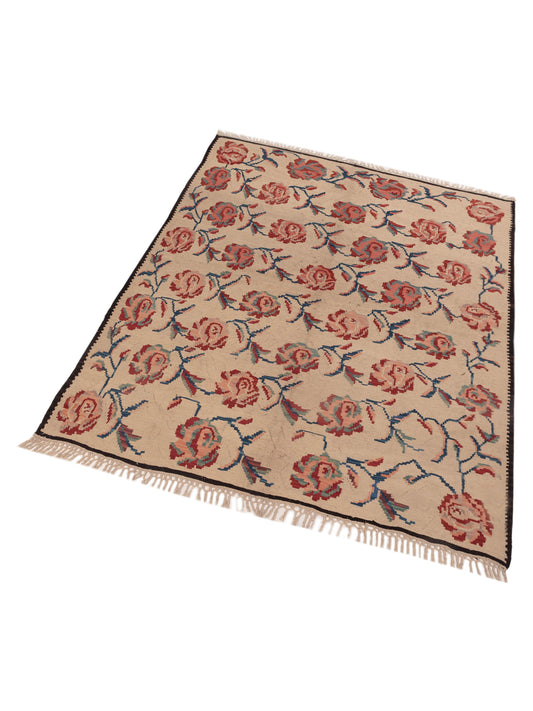 Blossara Kilim Ivory 5.8x7.3 Hand Woven Rug
