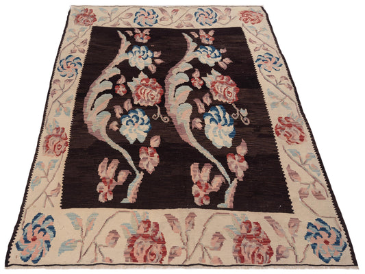 Pasha Old Basserabian Kilim  Black Ivory  Traditional