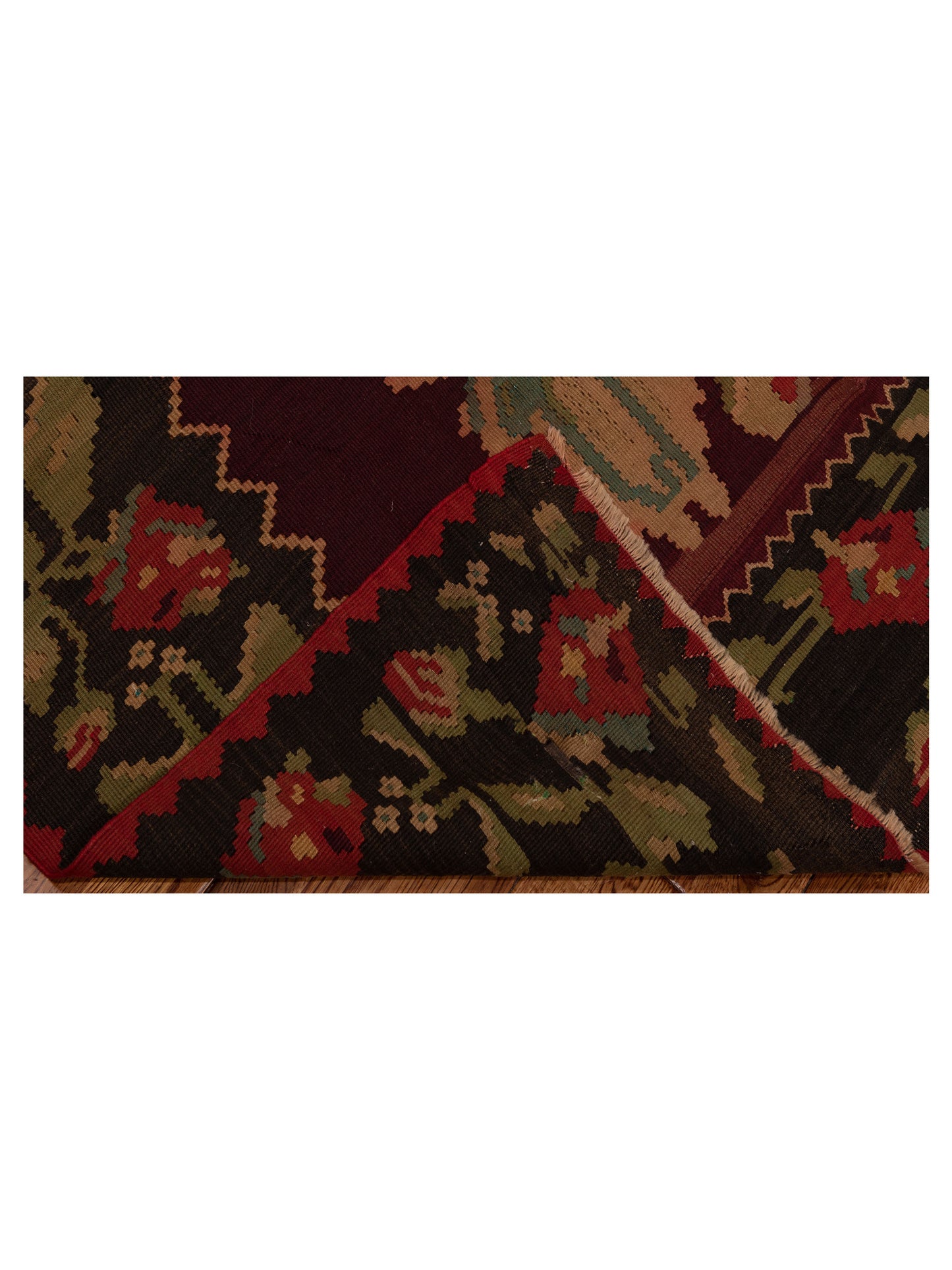 Blossara Kilim Burgundy Black 7.4x10.1 Hand Woven Rug