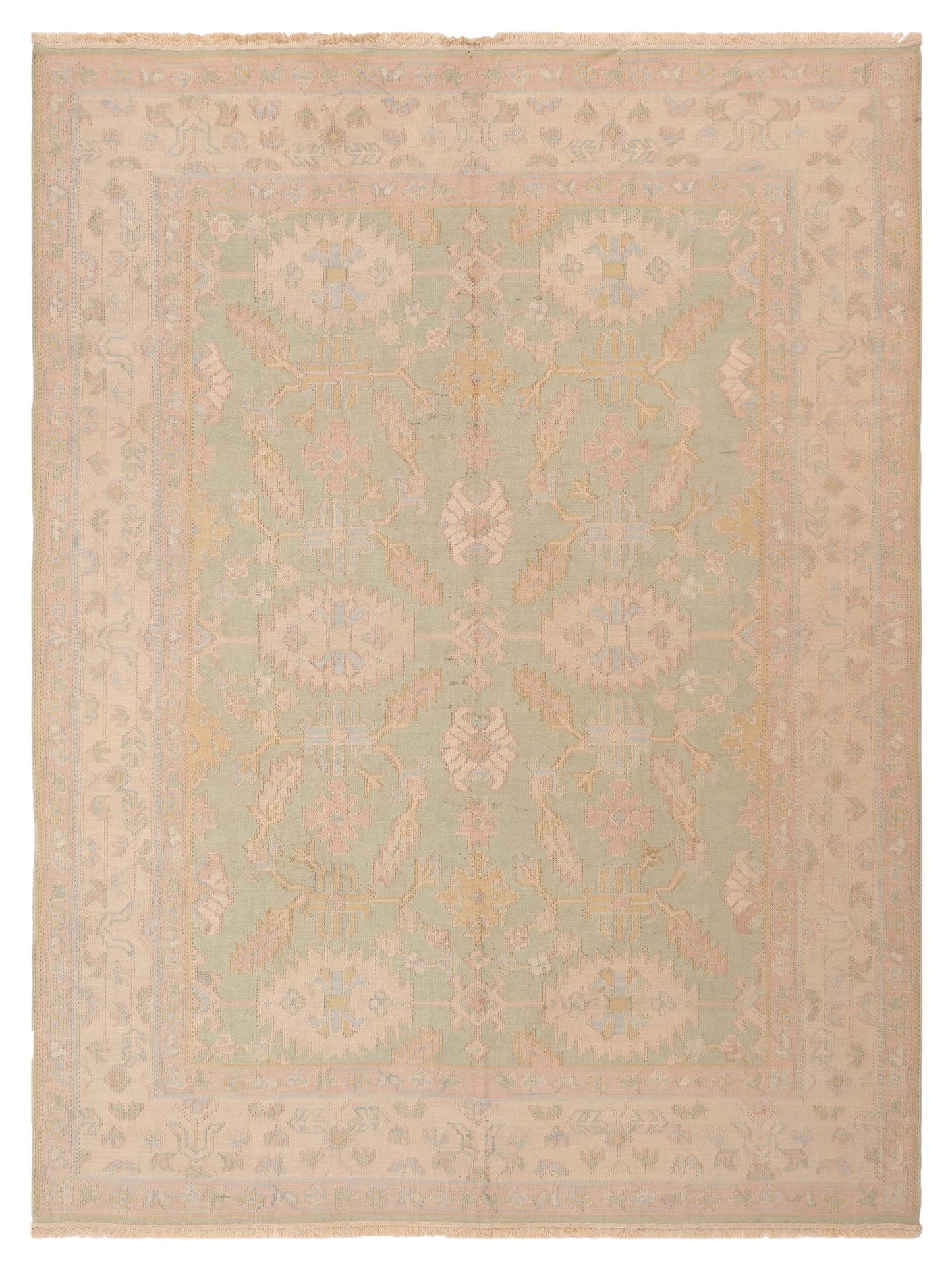 Pasha Transilvanian Kilim  Light Green Beige Traditional