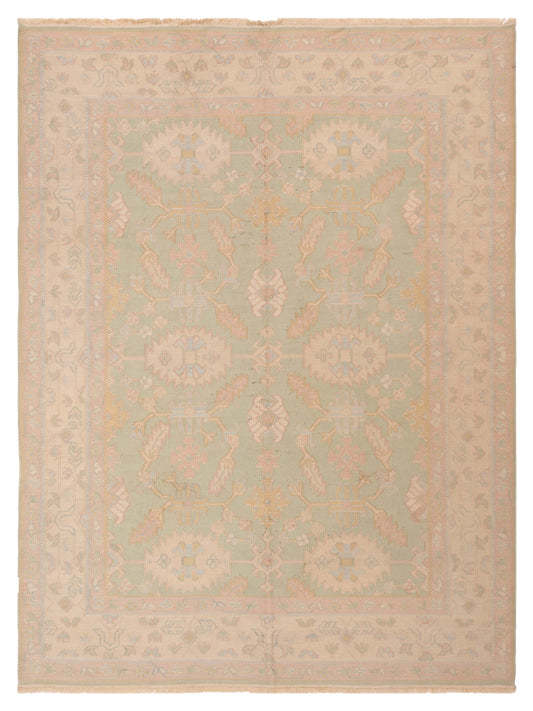 Pasha Transilvanian Kilim  Light Green Beige Traditional