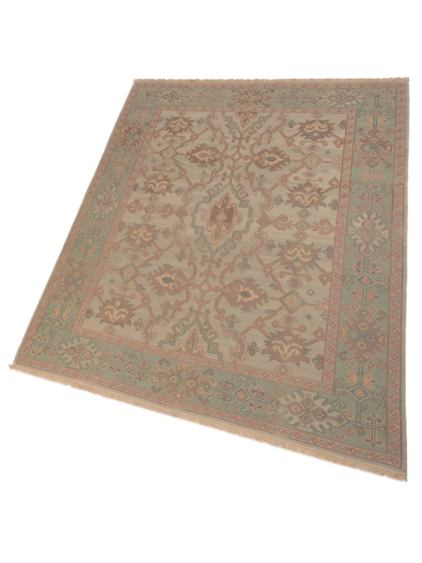 Kilvana Ivory Sage Green 8.1x10.1 Hand Woven Rug