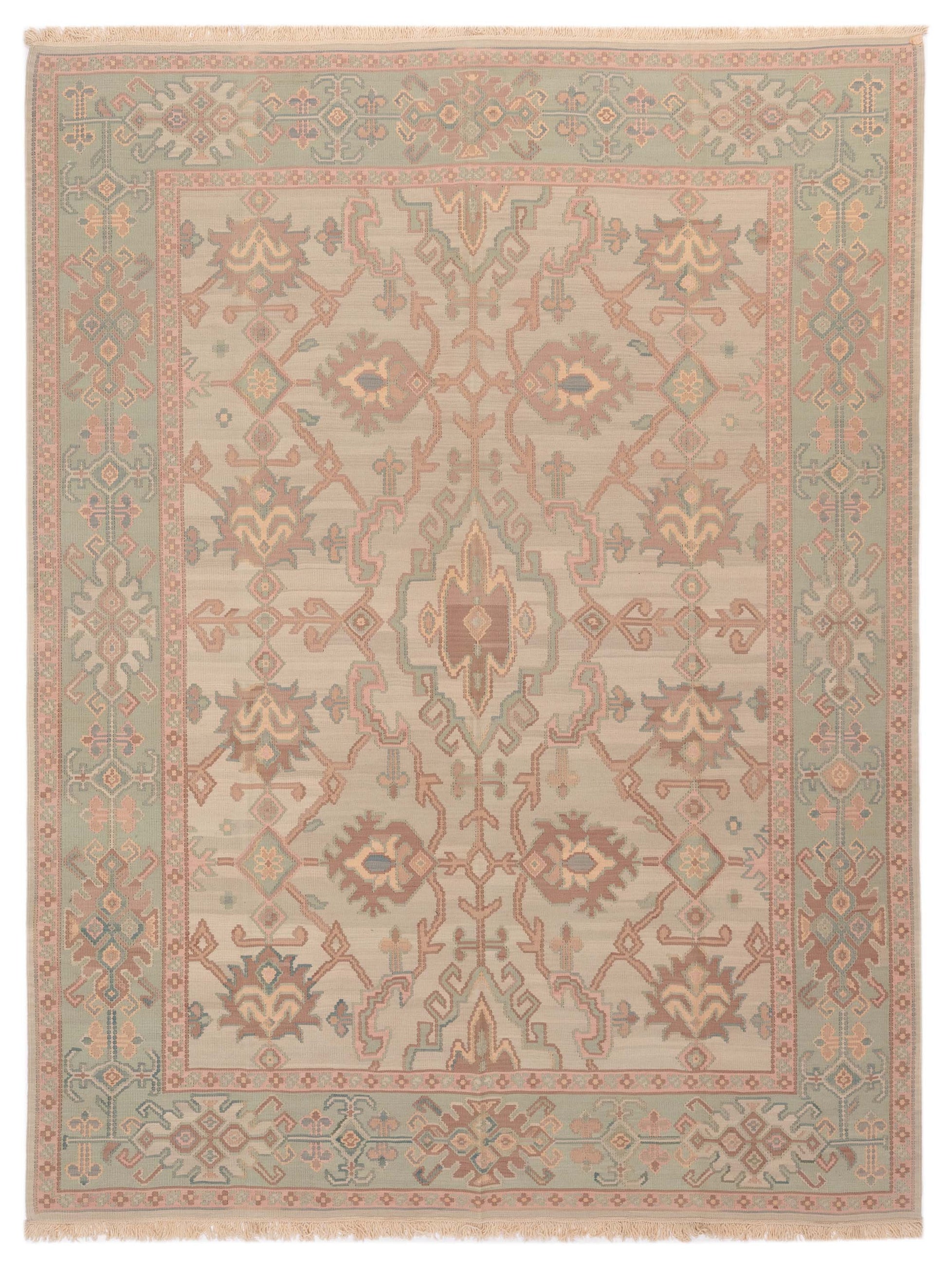 Pasha Transilvanian Kilim  Ivory Sage Green Traditional