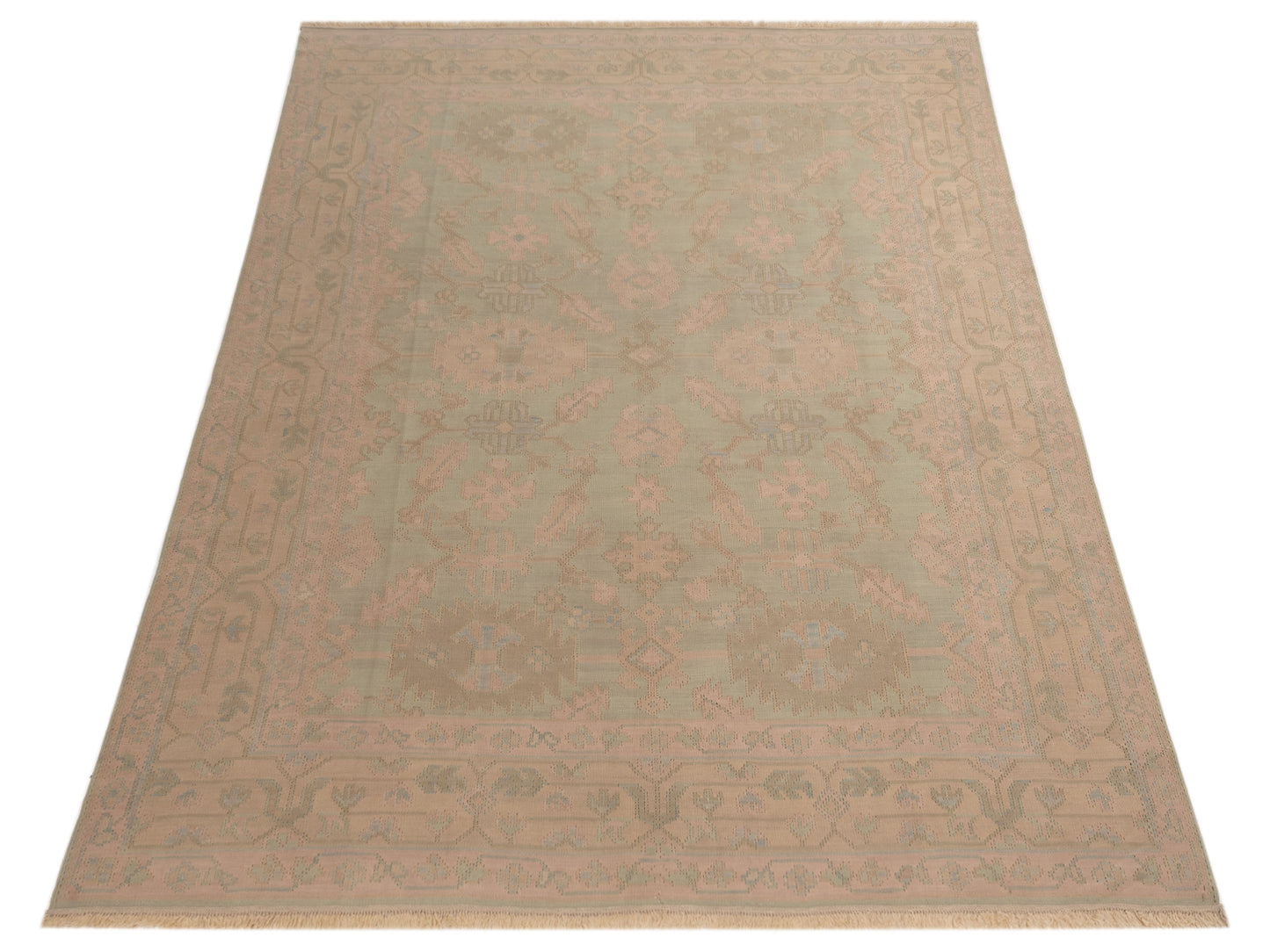 Kilvana Green Cream 7.10x10.8 Hand Woven Rug