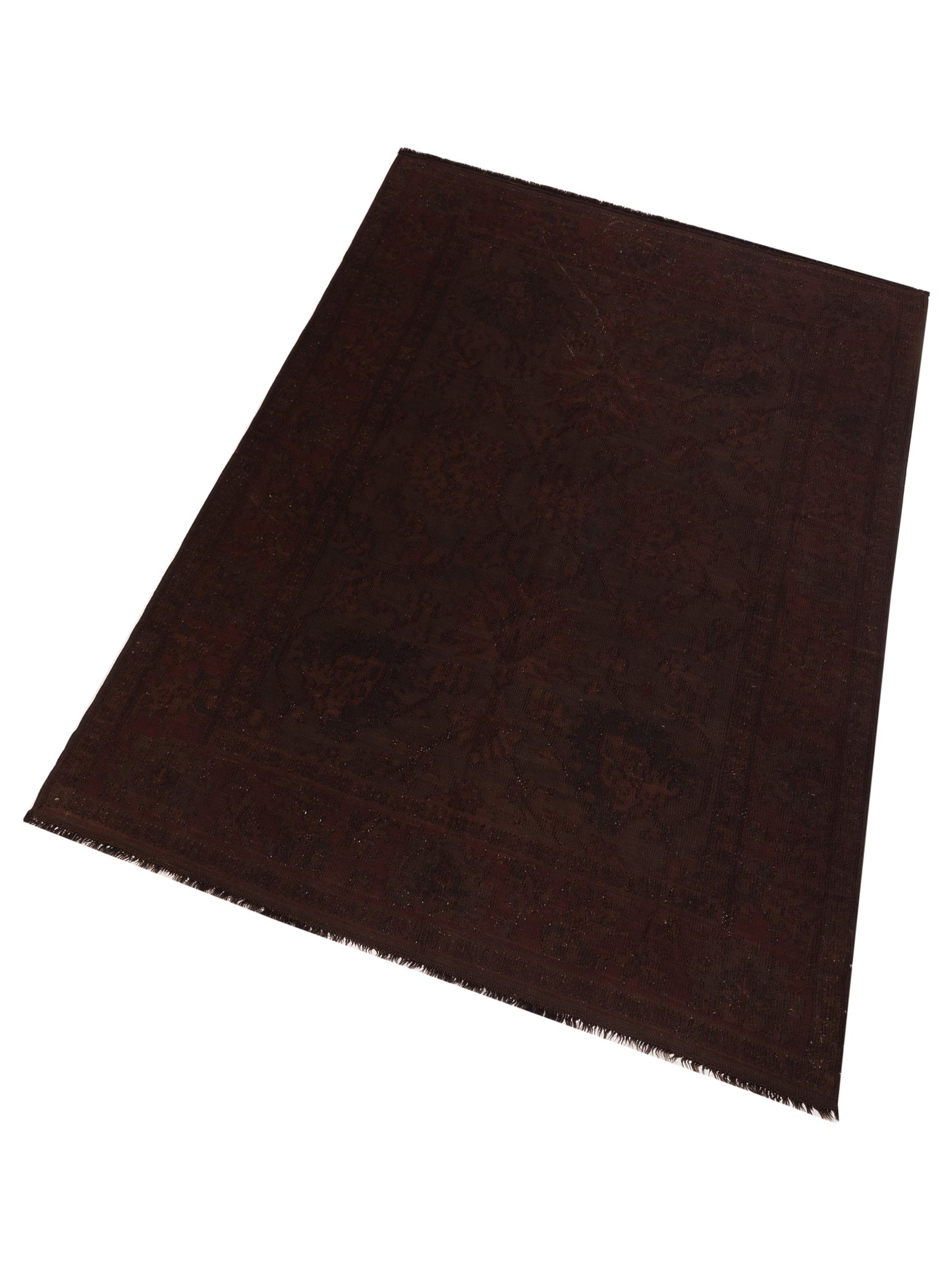 Vintage Dark Brown 6.7x10.1 Hand Knotted Rug