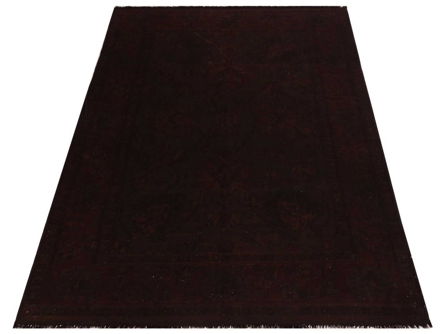 Vintage Dark Brown 6.7x10.1 Hand Knotted Rug