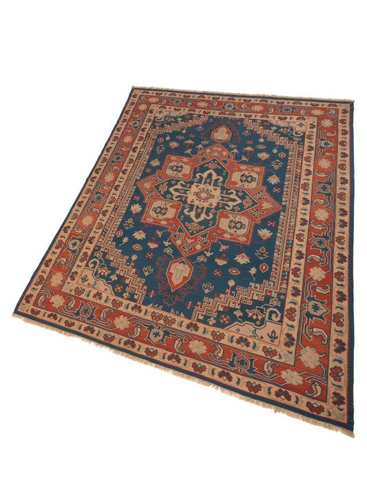 Kilvana Blue Red 9.2x12.3 Hand Woven Rug