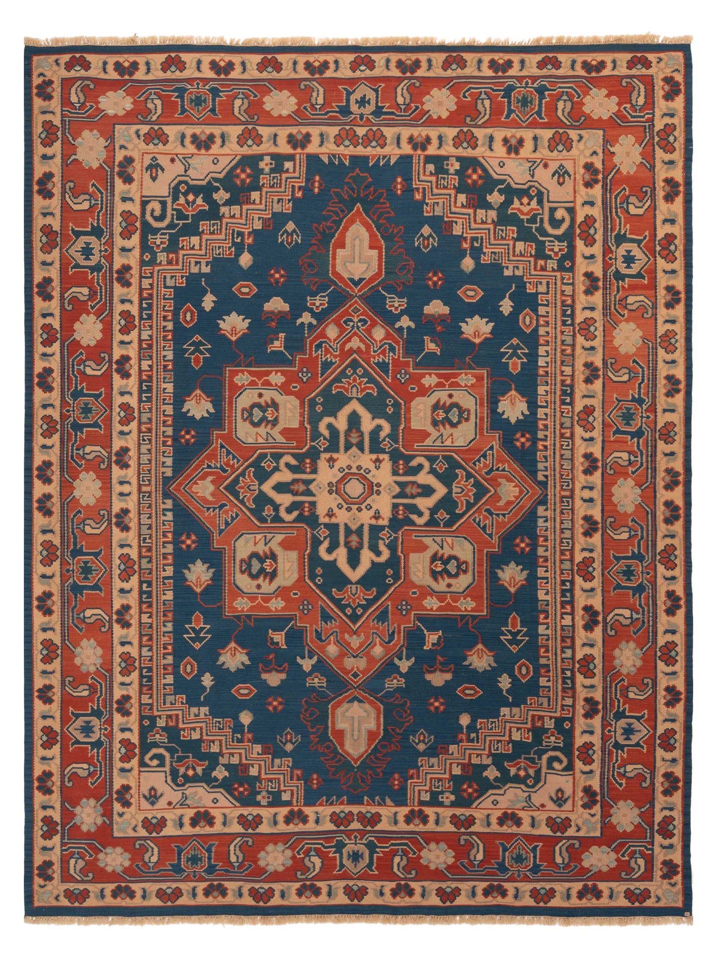 Pasha Transilvanian Kilim  Blue Red Traditional