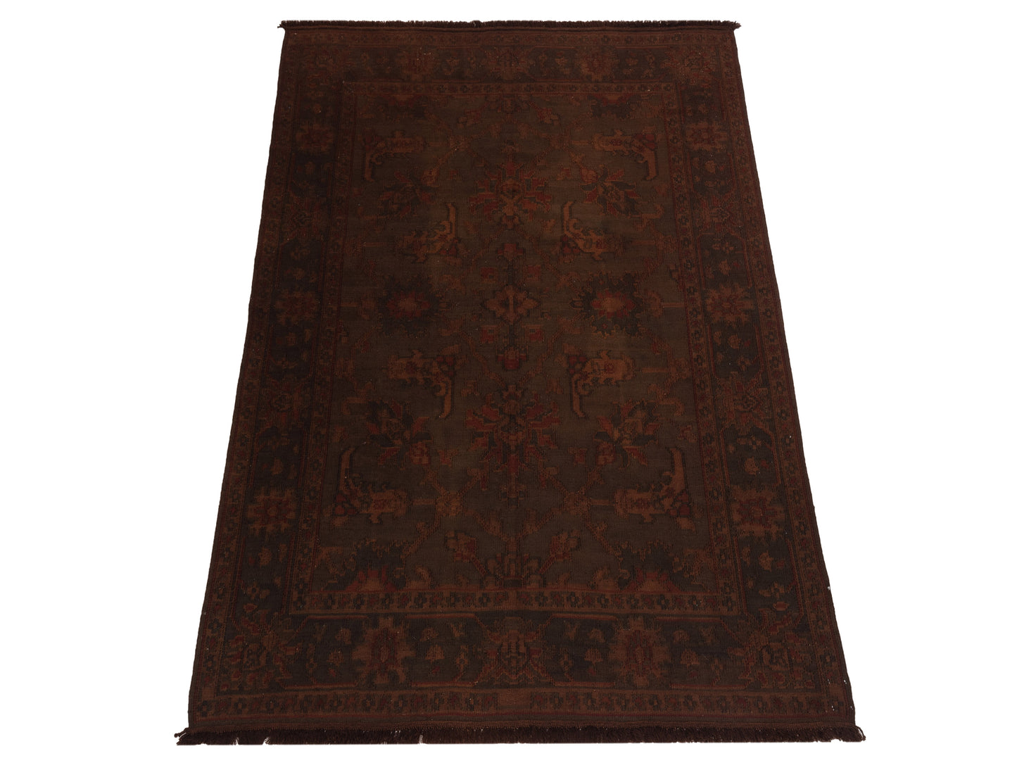 Vintage Dark Brown 6.7x8.6 Hand Knotted Rug