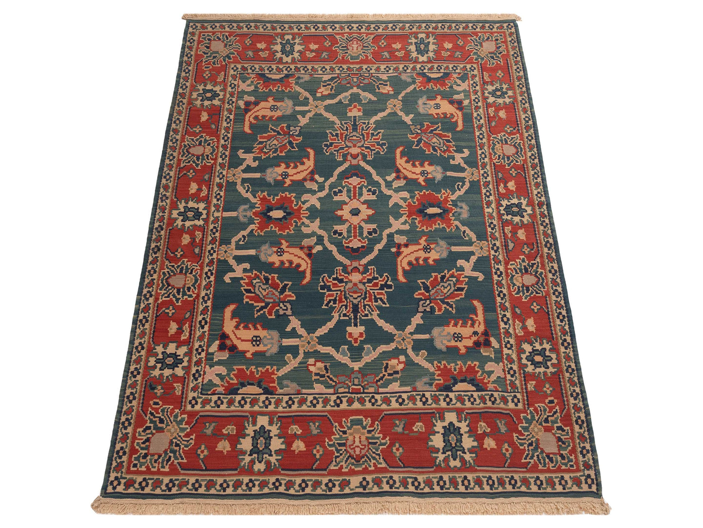 Kilvana Blue Red 6.7x7.2 Hand Woven Rug