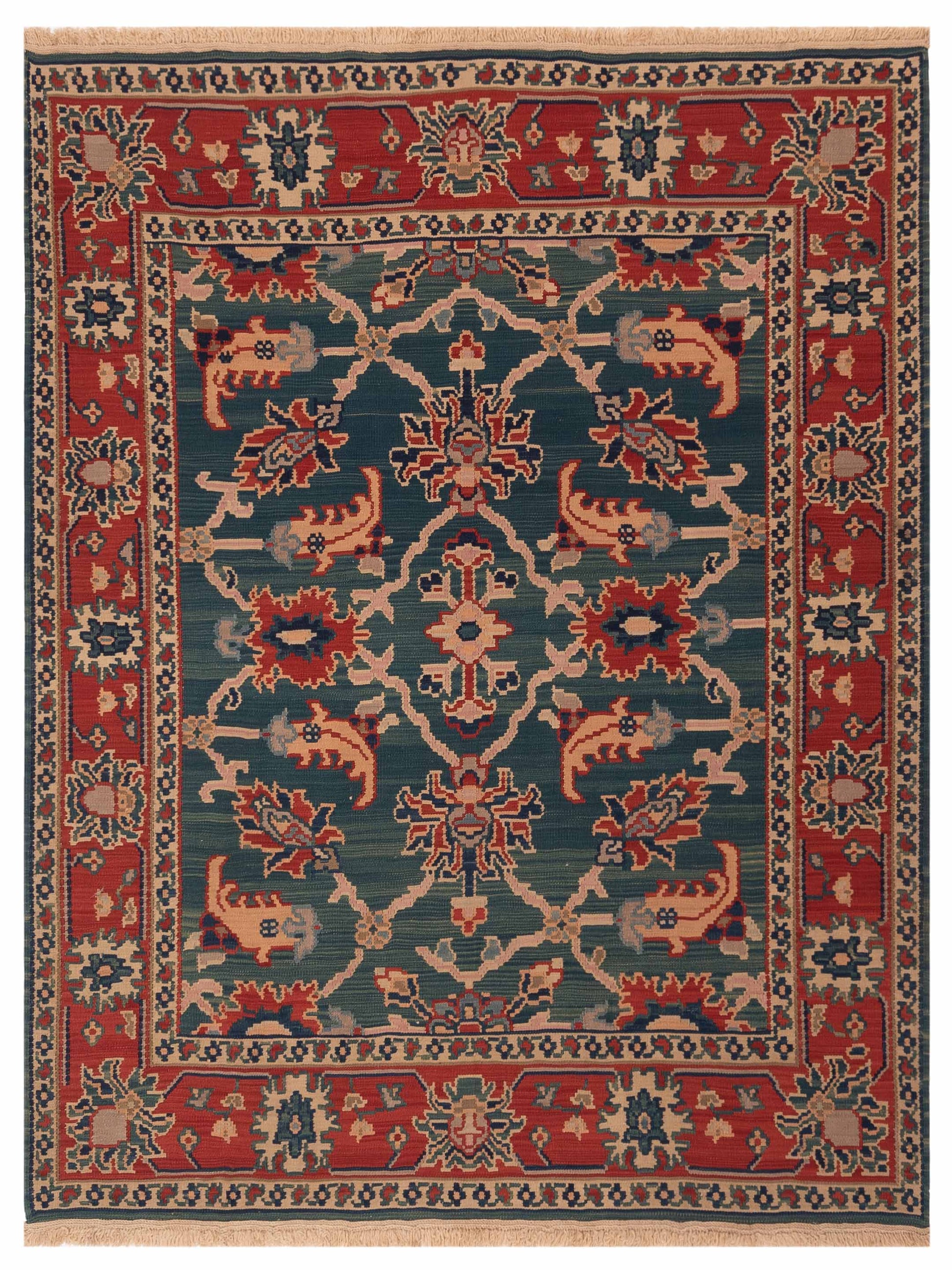 Pasha Transilvanian Kilim  Blue Red Traditional