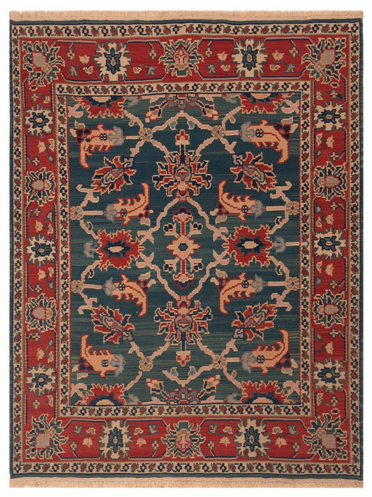 Pasha Transilvanian Kilim  Blue Red Traditional