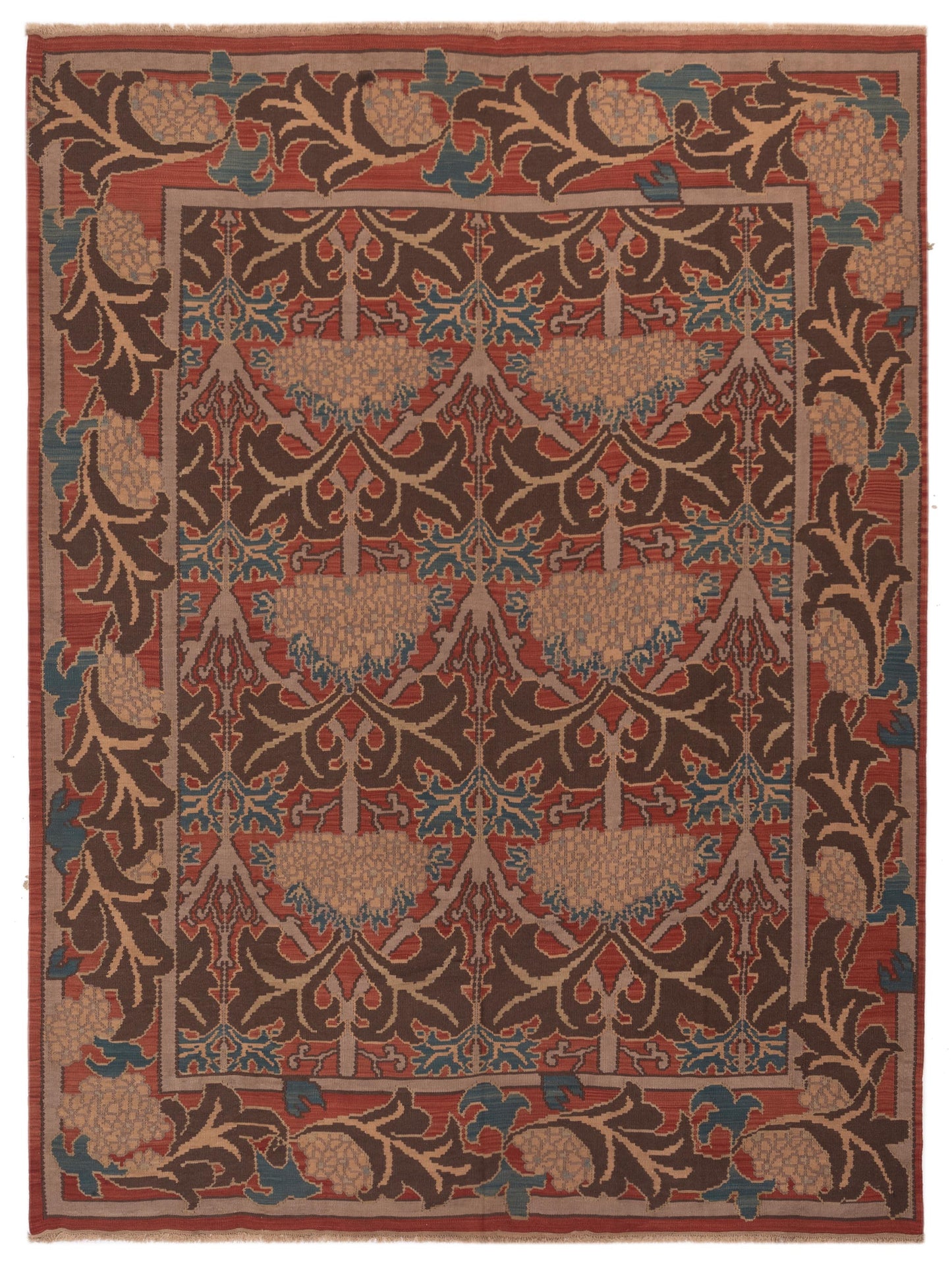 Pasha Transilvanian Kilim  Brown Rust Traditional