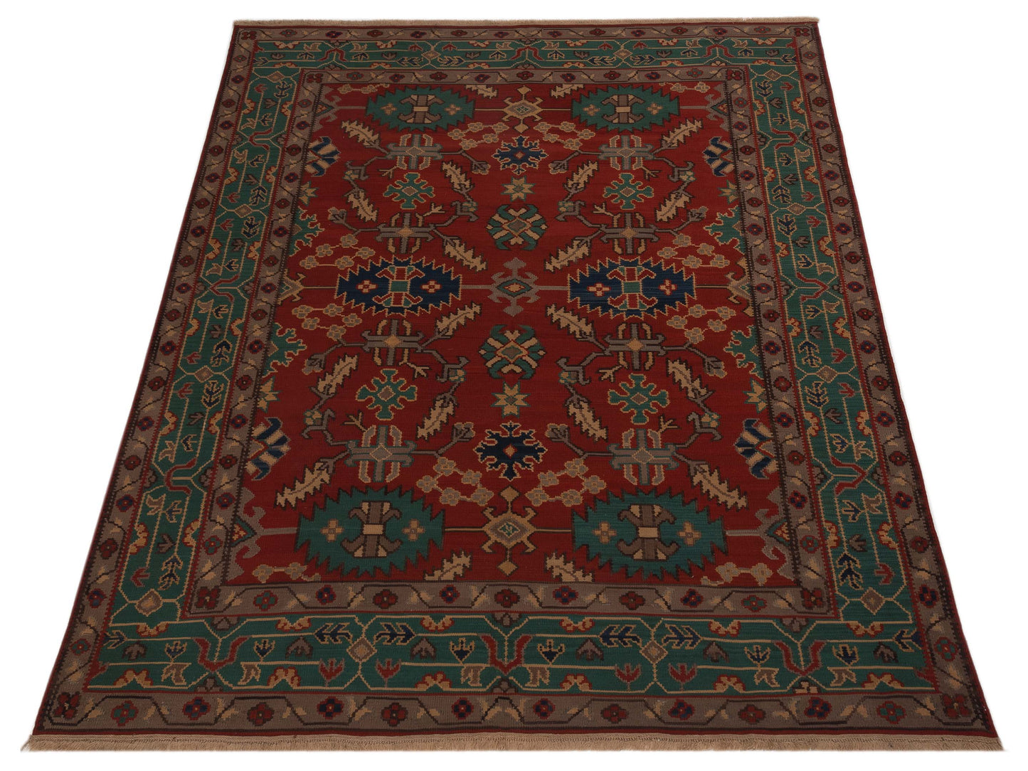 Kilvana Red Blue 8.1x10.5 Hand Woven Rug