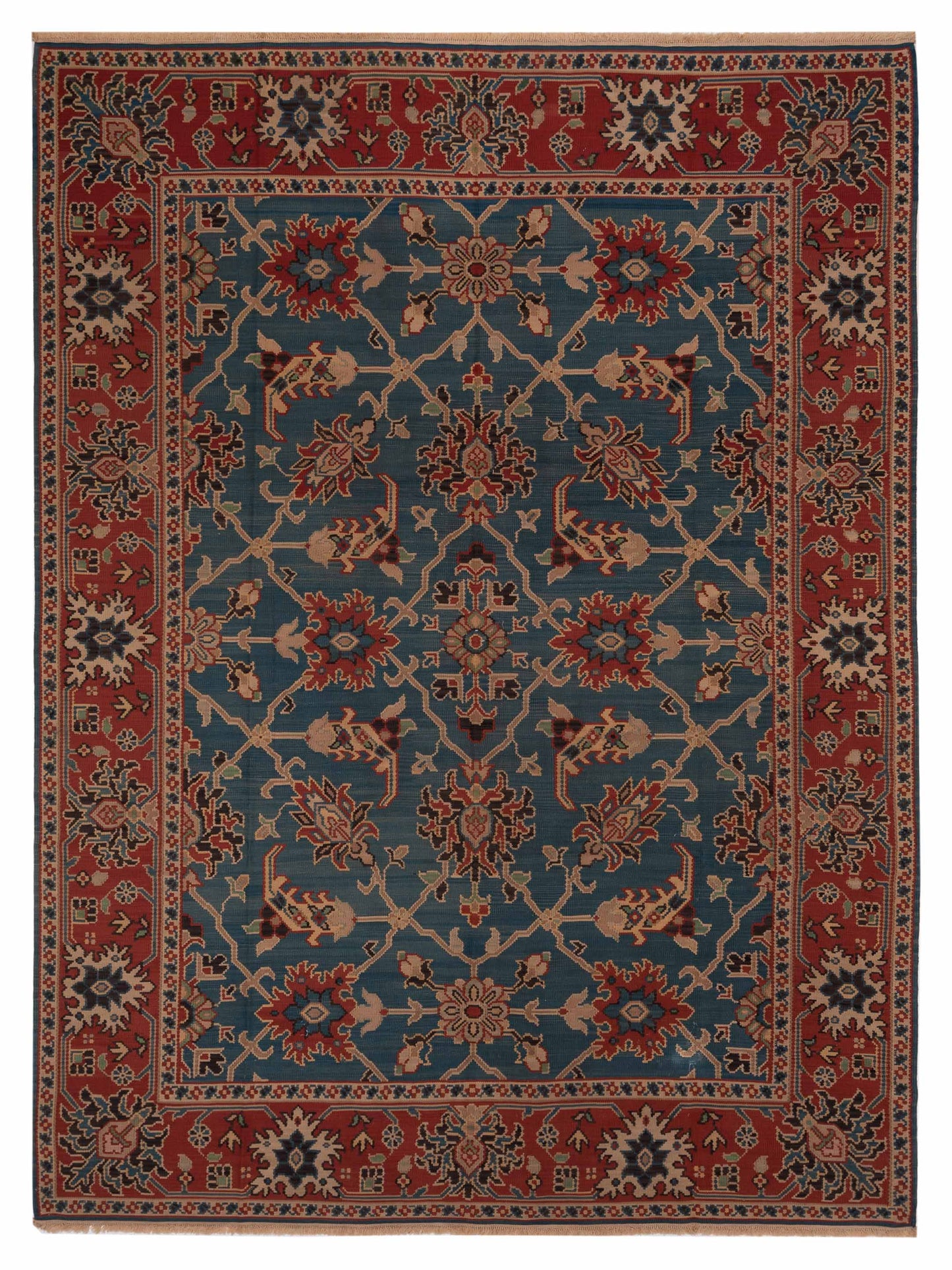 Pasha Transilvanian Kilim  Blue Red Traditional
