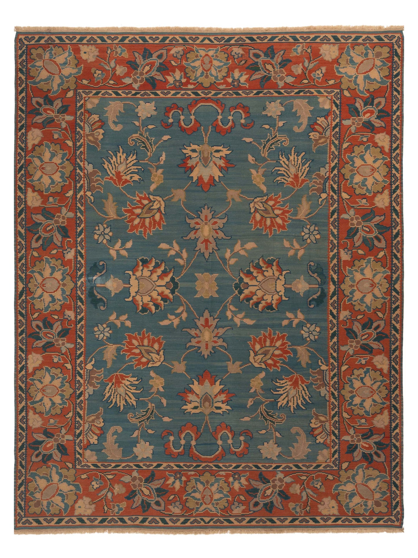 Pasha Transilvanian Kilim  Blue Rust Traditional