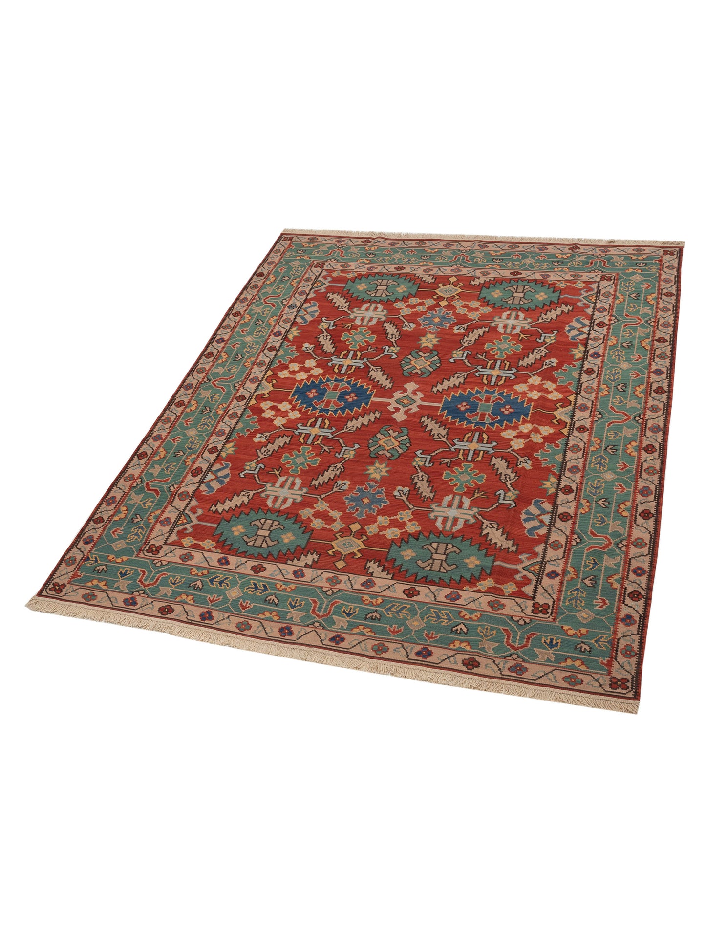 Kilvana Red Green 8.1x10.1 Hand Woven Rug