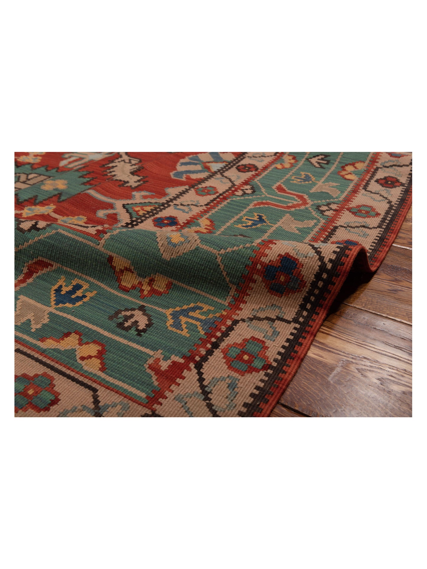 Kilvana Red Green 8.1x10.1 Hand Woven Rug