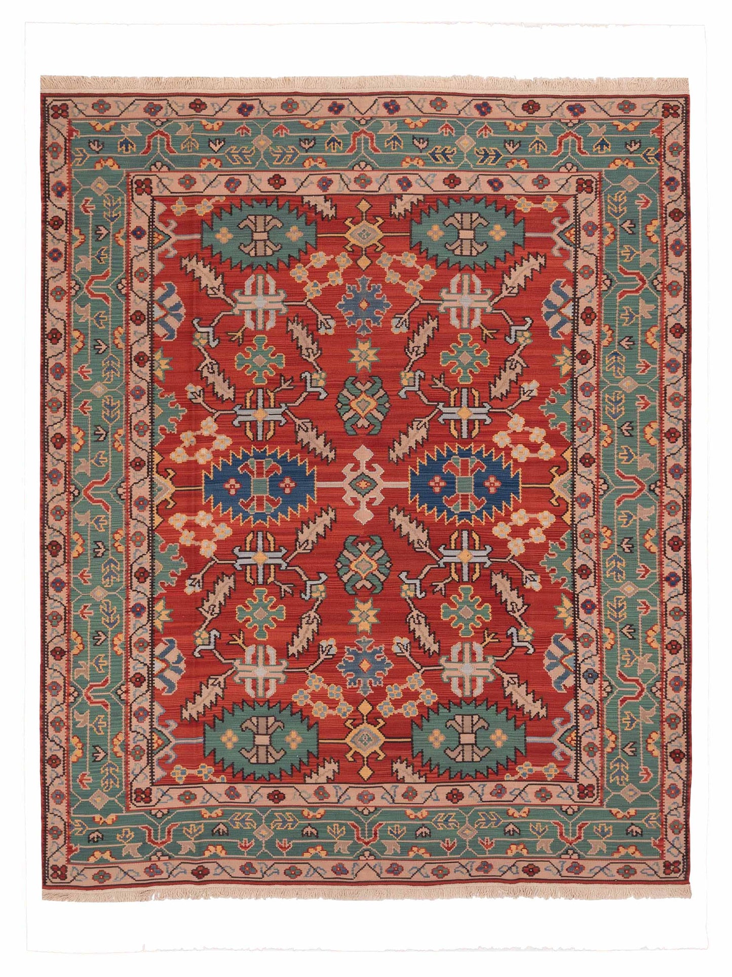 Pasha Transilvanian Kilim  Red Green Traditional