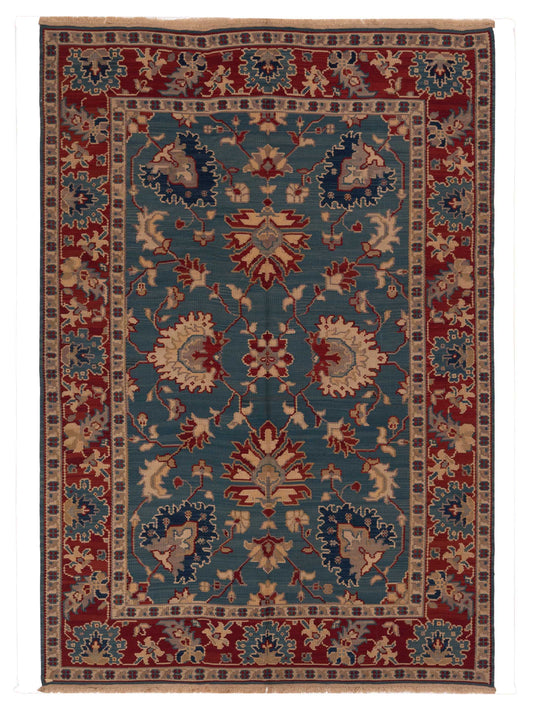 Pasha Transilvanian Kilim  Green Red Traditional