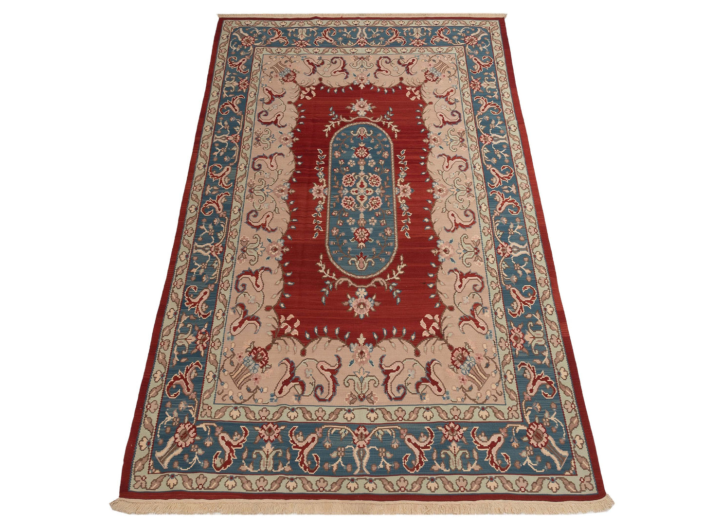 Kilvana Red Blue 8.11x12.1 Hand Woven Rug