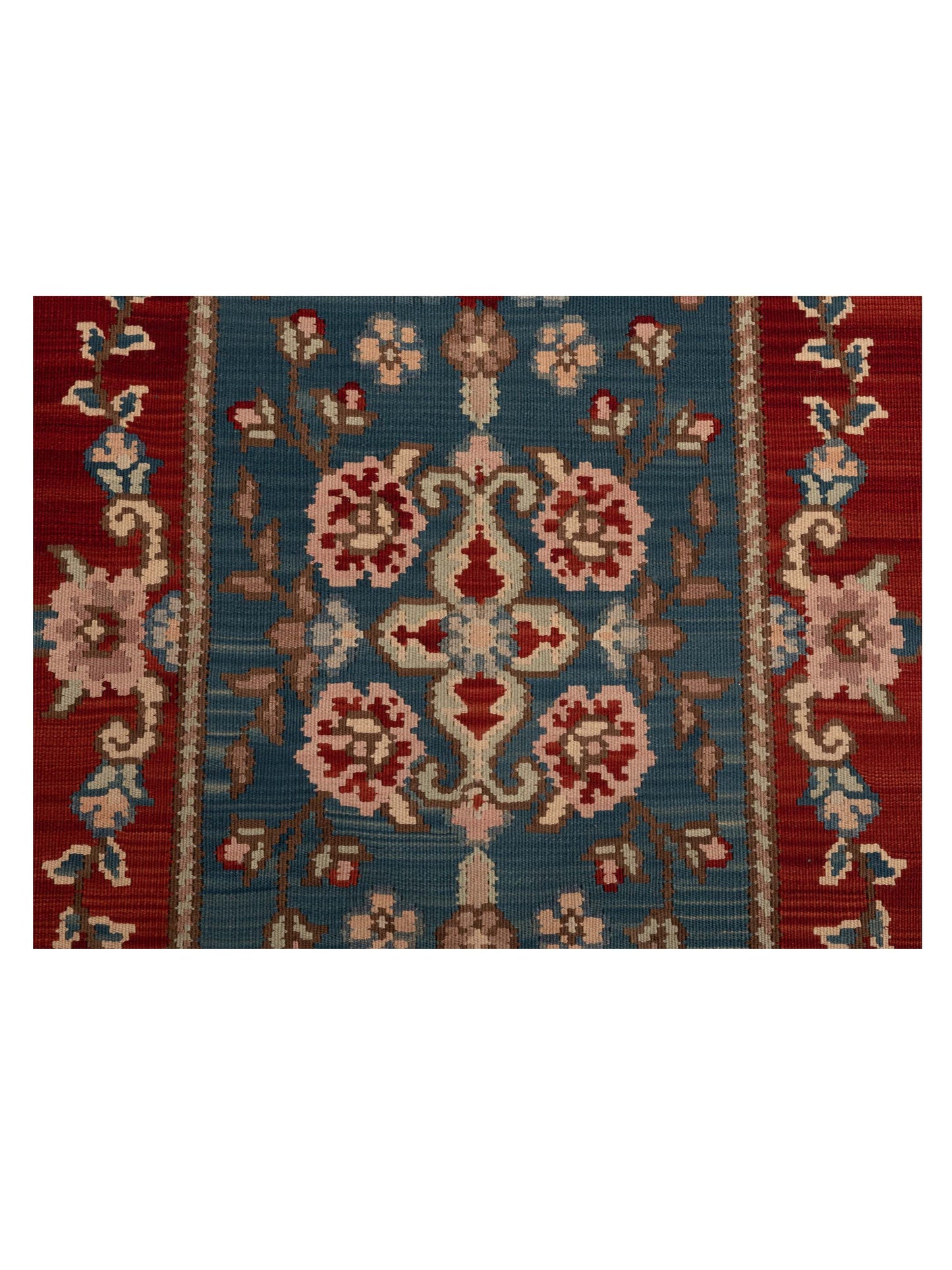 Kilvana Red Blue 8.11x12.1 Hand Woven Rug