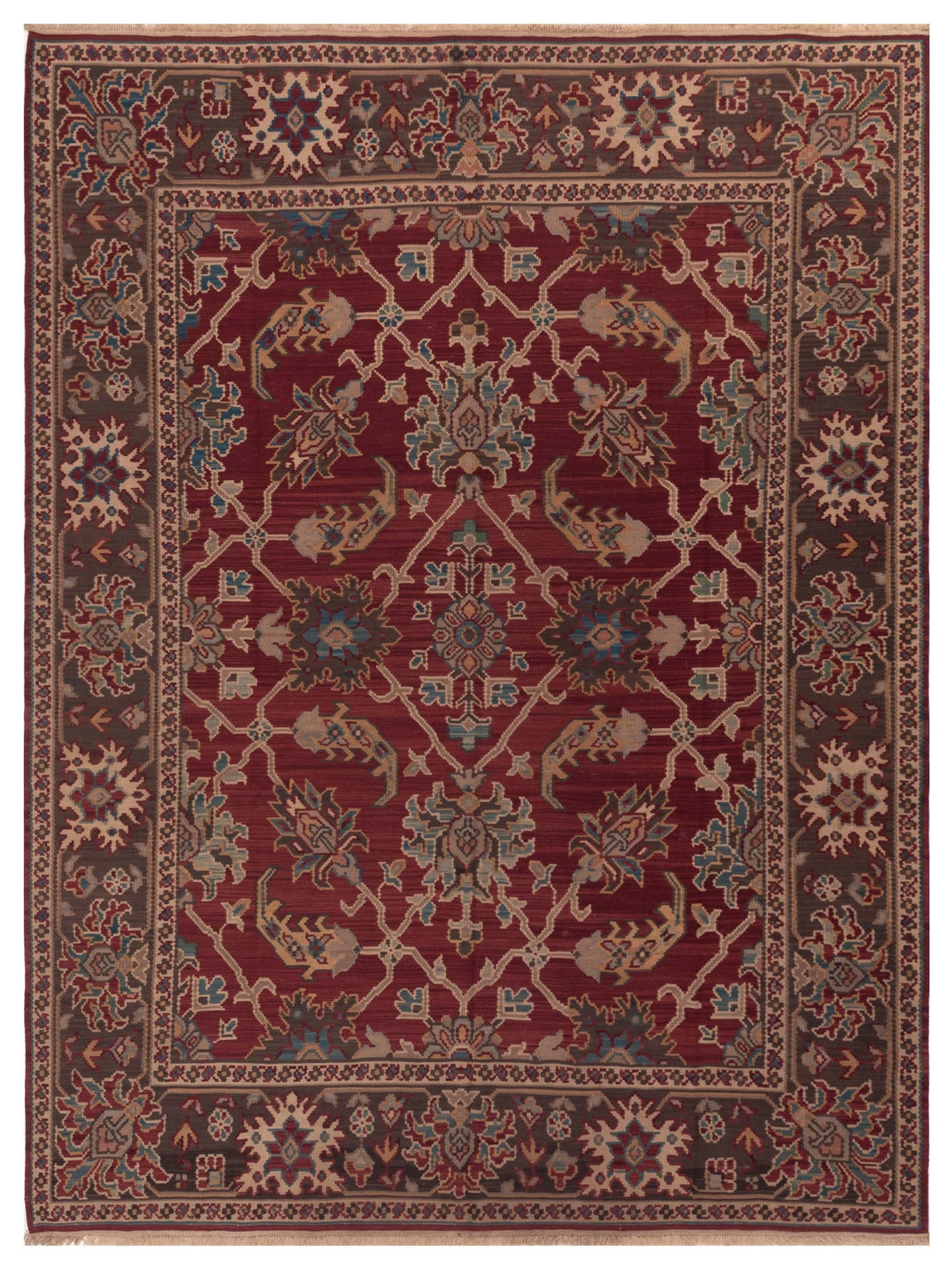 Pasha Transilvanian Kilim  Burgundy Brown Traditional