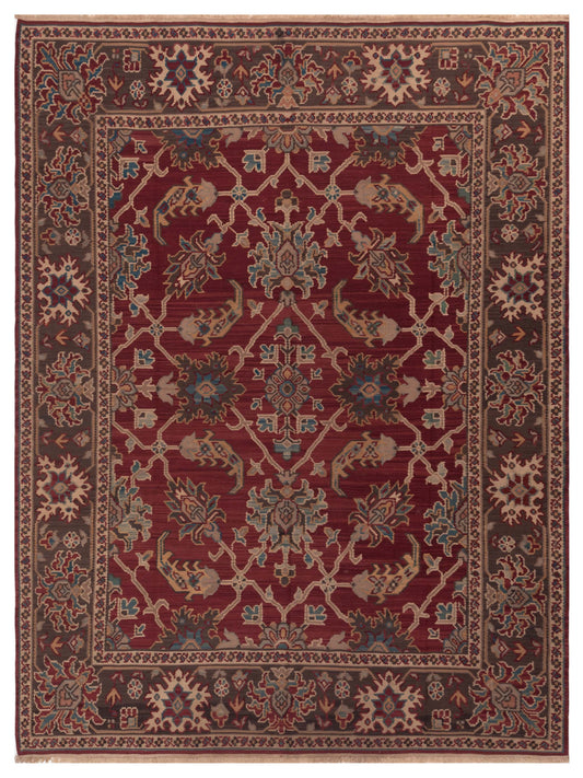 Pasha Transilvanian Kilim  Burgundy Brown Traditional