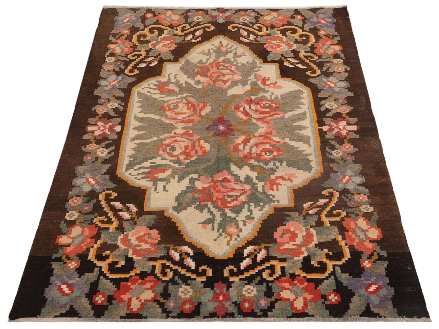 Blossara Kilim Black 5x7.2 Hand Woven Rug